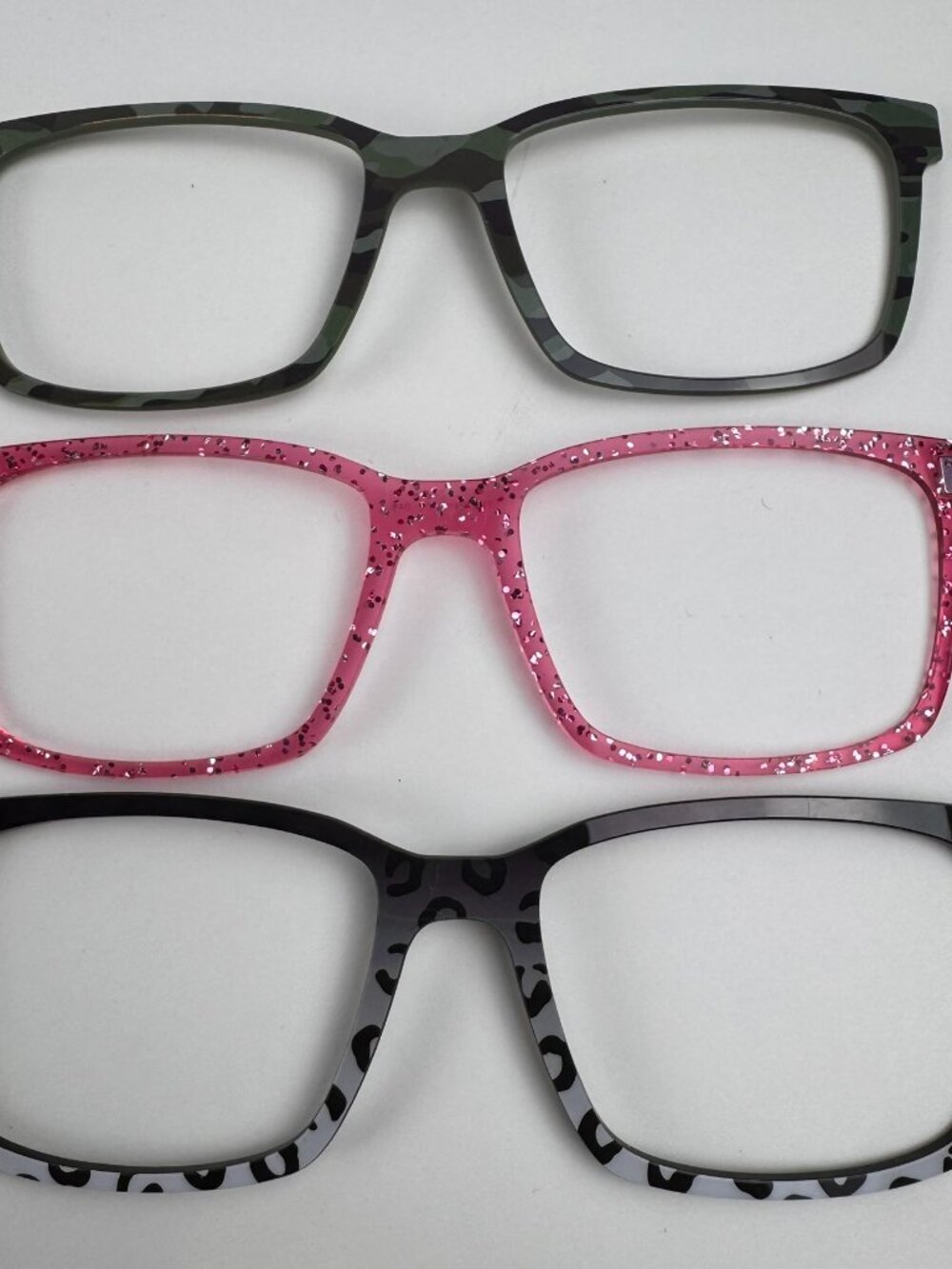 lot of 3 pair eyewear the kirby magnetic toppers camo pink sparkle cheetah 5"